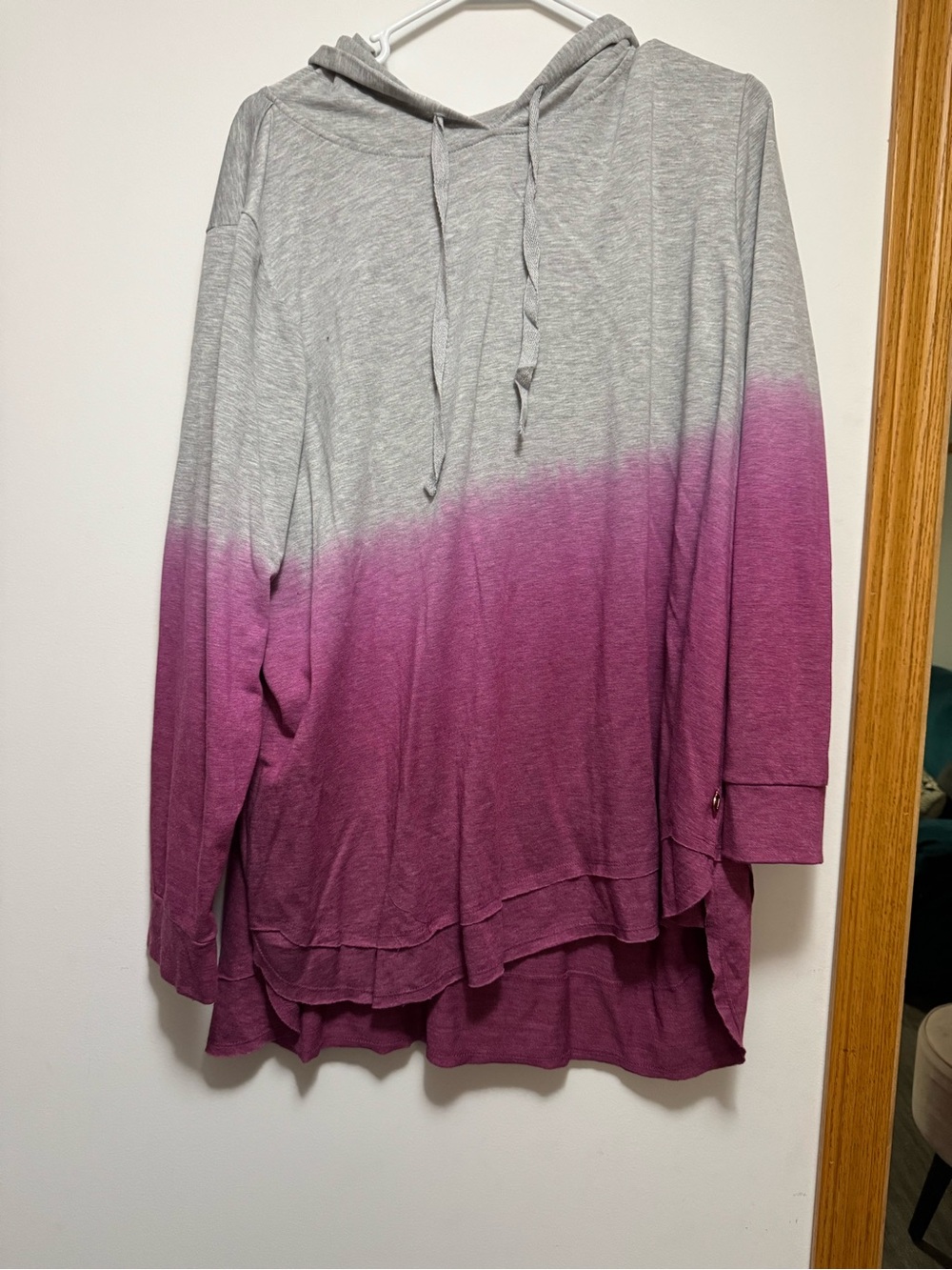 Livi Active Gray to Plum Ombre Hooded Pullover